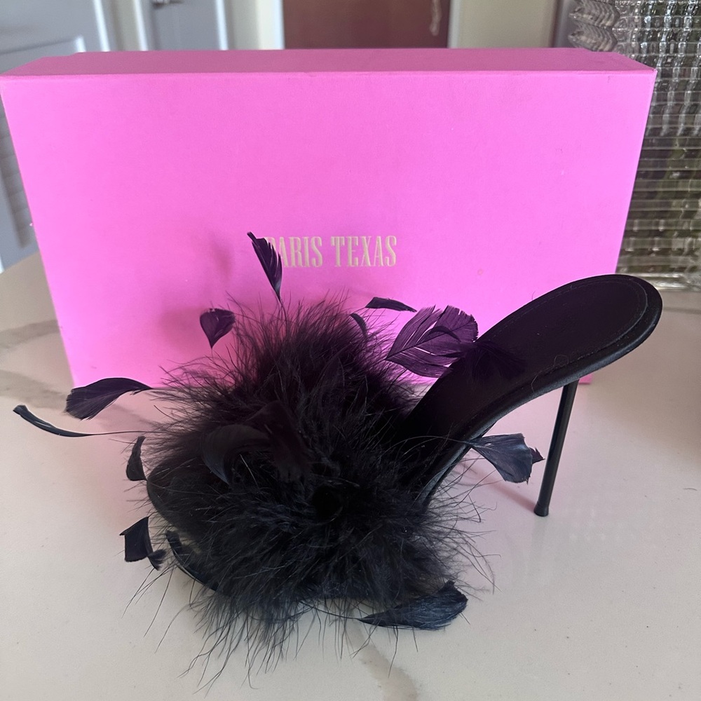 Paris Texas Black Feathered Heels